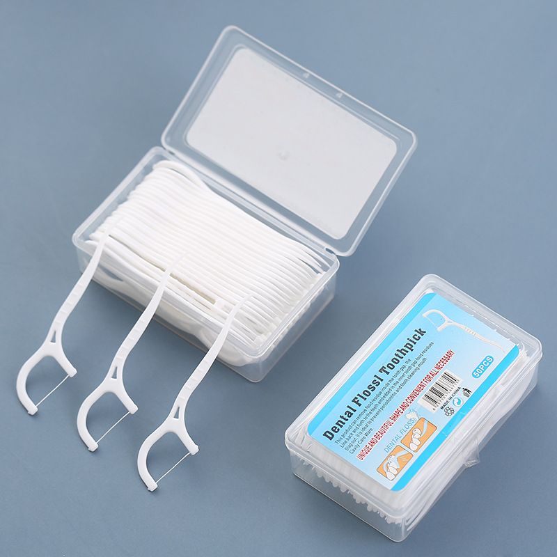 50pcs Dental Floss Toothpick. Designed  to remove plague from areas between the teeth that are not cleaned by a toothbrush.