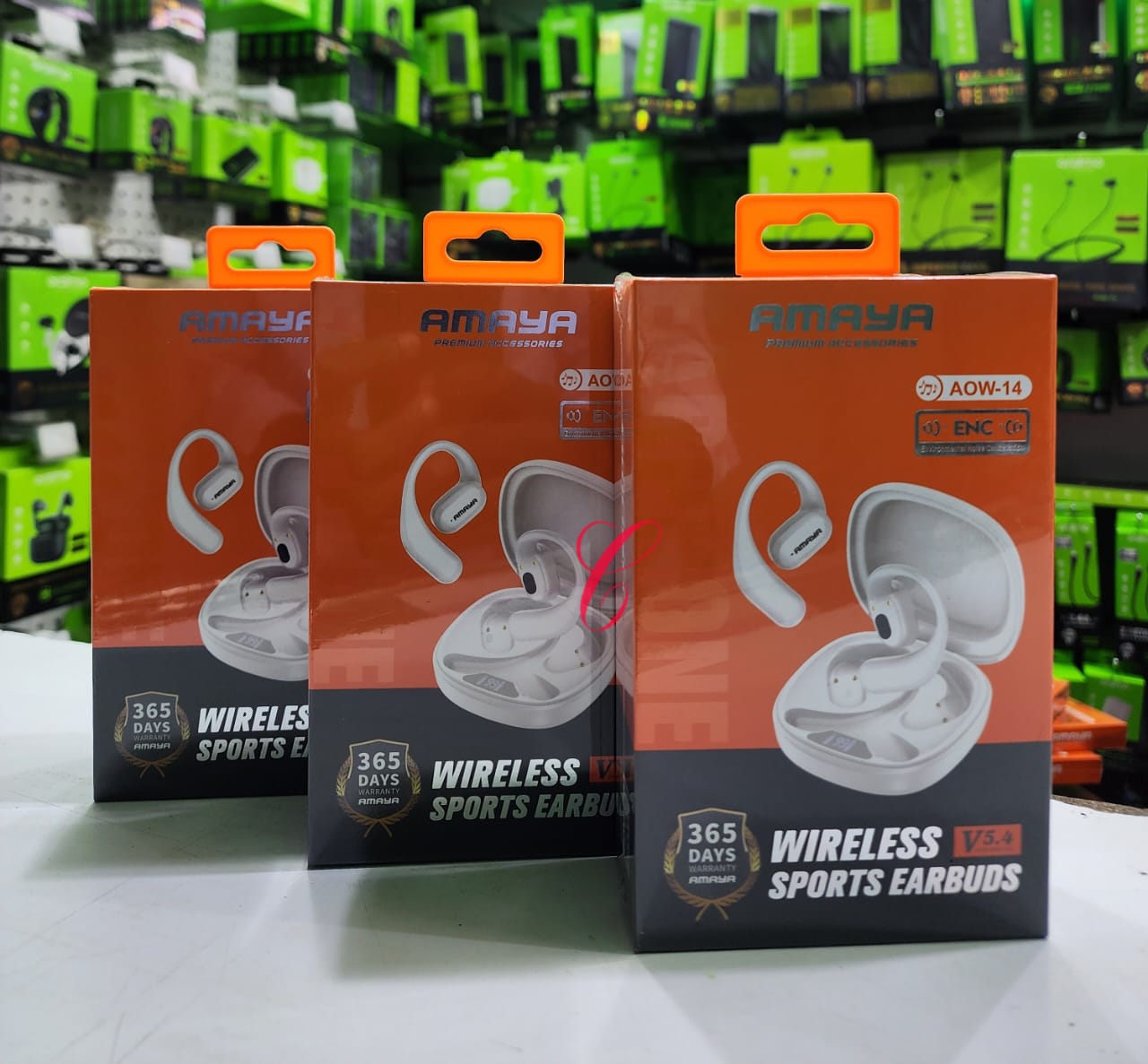 Amaya AOW-14 ENC wireless sports earbuds, can withstand battery upto 15hrs music and audio playtime,great design hence easy to connect and use