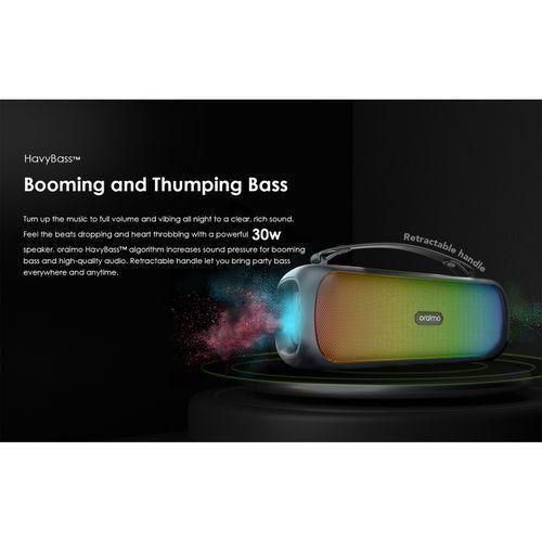 Oraimo Boom OBS-75D Bass Go Boom Speaker,wireless speaker that has an incredible tremble and base sounds .can withstand power for upto 7 days standby,modern design ,simple and good quality and durable