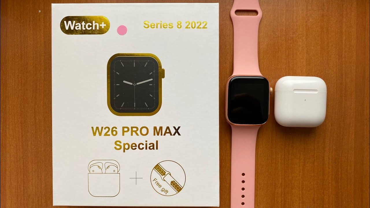 W26 PRO MAX SMARTWATCH SERIES 8, WEBW26 Ultra Max is designed as a stylish Smart Watch with Earbuds. It has a 1.44-inch display and a durable alloy vacuum plating case. It has many functions such as B