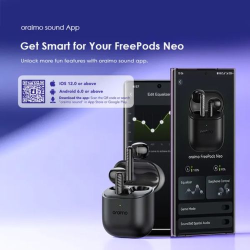 Oraimo In ear FreePods Neo Half In Ear True Wireless Earbuds, deeper bass system , can manage all cals via receiving and ending through a sensor
