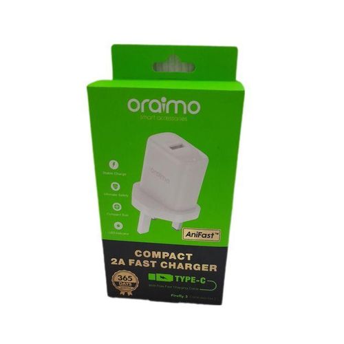 Oraimo FAST Android Charger Type C For Charging & Data Transfer USB Cable Type C For OPPO , XIAOMI Redmi 12C, Samsung Galaxy A15 & Tecno Spark 20