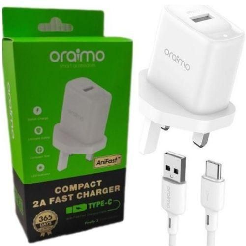 Oraimo FAST Android Charger Type C For Charging & Data Transfer USB Cable Type C For OPPO , XIAOMI Redmi 12C, Samsung Galaxy A15 & Tecno Spark 20