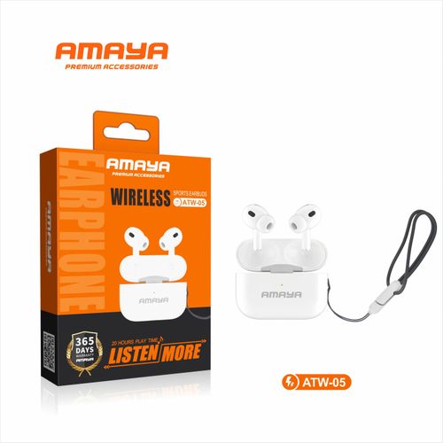 Amaya ATW-05 Earbuds with active noise cancellation . can withstand power for upto 5 days standby with music and calls .