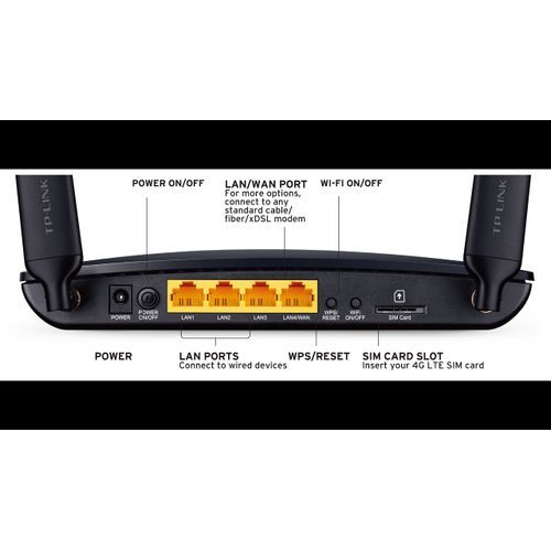 TP Link TL-MR6400 300mbit/s Wlan N 4g lte router 4g lte modem,supports sim card slot , the battery can remain standby incase of blackout