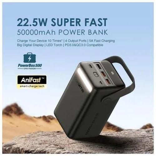 PowerBox 500 50000mAhh 22.5W Power Bank 50000 mAh Powerbank OPBP500QN,can charge upto 12 phones at a go or a phone 12 rounds. Super fast charging