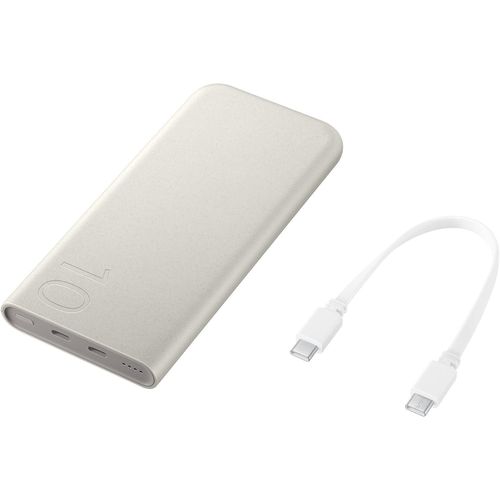Samsung Galaxy 10000mAh Power Bank, 25W PD Fast Charging, Dual Output, Quick Charge, Beige BATTERY PACK WITH USB C CABLE - BEIGE