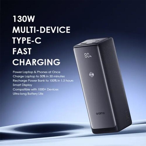 Oraimo PowerJet 130 27600mAh 130W Power Bank,can charge a laptop or a pc , can withstand power for a long period of time upto 5 days standby, can charge upto 8 phones ata row
