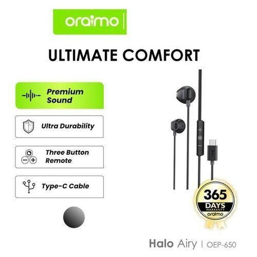 Oraimo TYPE C Wired Earphone - Black