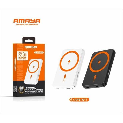 Amaya Magnetic Portable Charger (MagGo), 5,000mAh Wireless Power Bank, Magsafe-Compatible Battery Pack for iPhone 16 /15/14/13/12 Serie ultra-thin 22.5W super fast charging