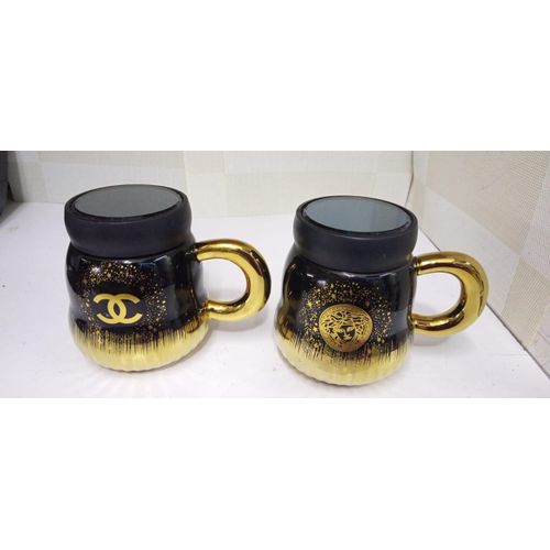 Designer Logo Silver and Gold Gift Cups with mirror,comes well packed in a box