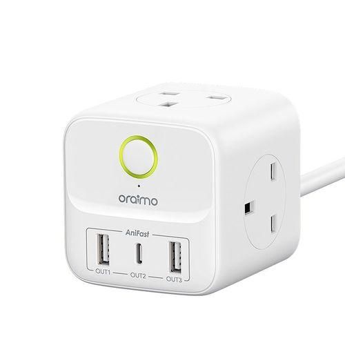 Oraimo PowerHub C 6-In-1 Smart High Security Small,OWS -u342. expansion cube . charges faster at a constant rate