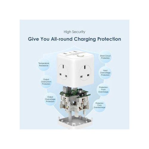 Oraimo PowerHub C 6-In-1 Smart High Security Small,OWS -u342. expansion cube . charges faster at a constant rate