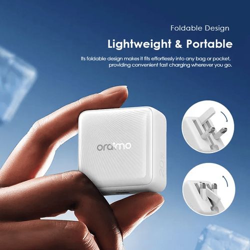 Oraimo Charger PowerCube 20 Chic 20W GaN Wall Charger Kit – Fast Charging With Type-C To Lightning Cable, Compact Design, Durable Build