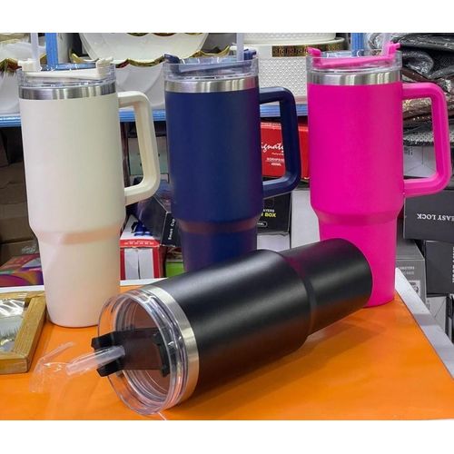 Stanley Red 1.2 litres Stainless Steel Tumbler with Handle & Straw Lid, Insulated Reusable Stainless Steel Travel Mug