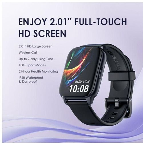 Oraimo watch 4 plus osw-801 smart watch, 2.01'' full touch hd display. can withstand power for a long period of time upto 7 days a week. manages all calls via receiving and ending