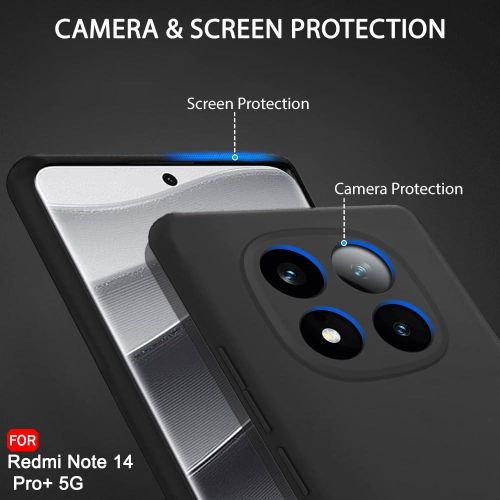Liquid Silicone Back Cover Case For Redmi Note 14 Pro Plus 5G Soft Micro-Fibre Lining Inside Camera Protection Bump Shockproof Back Case For Redmi Note 14 Pro+
