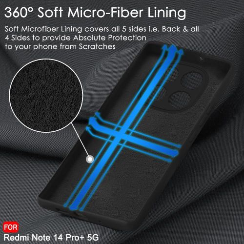 Liquid Silicone Back Cover Case For Redmi Note 14 Pro Plus 5G Soft Micro-Fibre Lining Inside Camera Protection Bump Shockproof Back Case For Redmi Note 14 Pro+