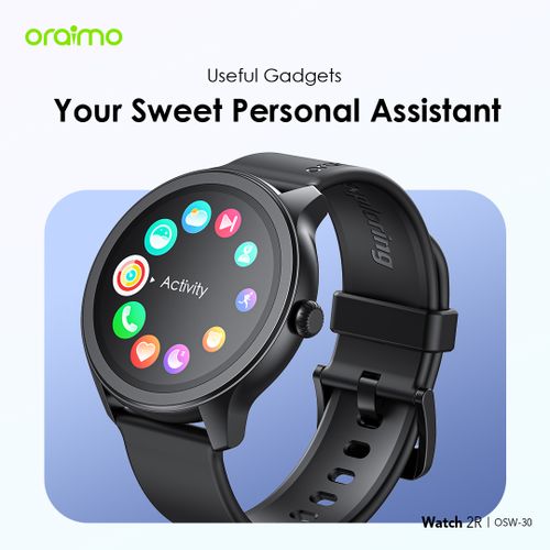 Oraimo Watch 2R 1.39" TFT IP68 Smart Watch. has a wide display , manages all calls and notifications . compatible with all devices