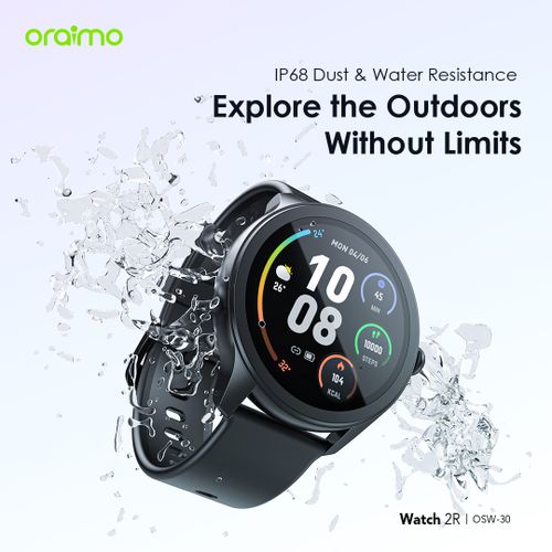 Oraimo Watch 2R 1.39" TFT IP68 Smart Watch. has a wide display , manages all calls and notifications . compatible with all devices