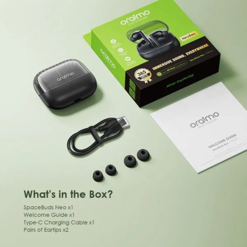 Oraimo SpaceBuds Neo True Wireless Spatial Earbuds. has an incredible bass system . can withstand power for a long period of time upto one full week standby
