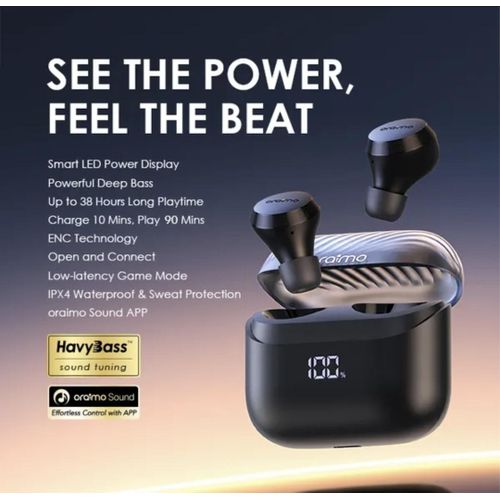 Oraimo AirBuds 4 ENC True Wireless Earbuds. has an incredible bass system and good quality sound . can withstand power for a long period of time upto 5 days standby.