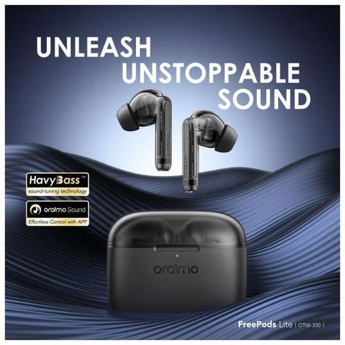 Oraimo FreePods Lite ENC 40-hour Playtime Heavybass True Wireless Earbuds. can withstand power for a long period of time upto 40 hours standby. has an incredible sound quality with superb bass
