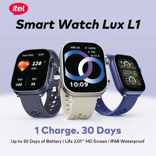 Itel 2.01" ISW-L1 Lux HD+ Scratch & Water Proof Smart Watch - can withstand power for a long period of time upto 30 days standby. has got active clear BT call.