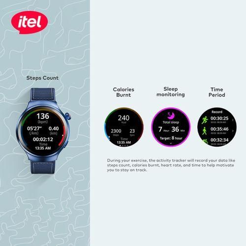 Itel Smart Watch Edge R1 Pro O43, 1.43"AMOLED, IP68 Fast Charging, 300mAh.manages all calls and notifications . has a clear BT call . can withstand power for a long period of time upto 30 days