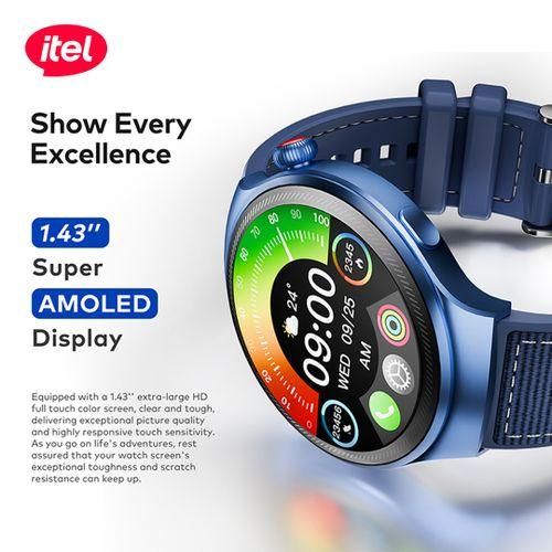 Itel Smart Watch Edge R1 Pro O43, 1.43"AMOLED, IP68 Fast Charging, 300mAh.manages all calls and notifications . has a clear BT call . can withstand power for a long period of time upto 30 days