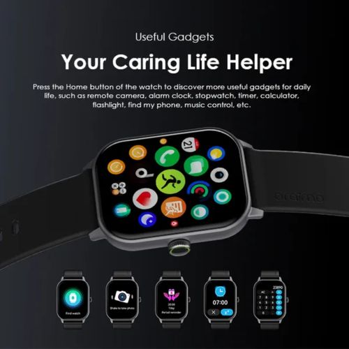 Oraimo All-day Health Monitoring ,Durable Smart Watch 5 2.01"With HD Panda Glass,Wireless HD Calling,105 Sports Mode + free charger. compatible with all phones.manages calls and notifications