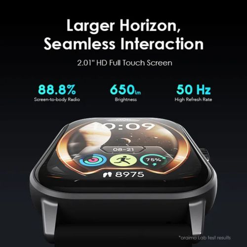 Oraimo All-day Health Monitoring ,Durable Smart Watch 5 2.01"With HD Panda Glass,Wireless HD Calling,105 Sports Mode + free charger. compatible with all phones.manages calls and notifications