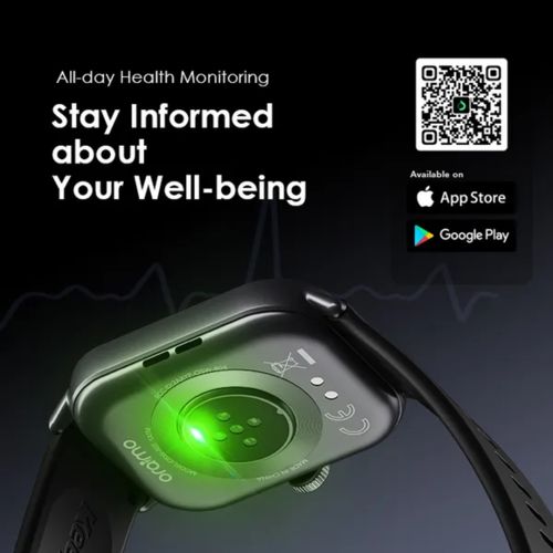 Oraimo All-day Health Monitoring ,Durable Smart Watch 5 2.01"With HD Panda Glass,Wireless HD Calling,105 Sports Mode + free charger. compatible with all phones.manages calls and notifications