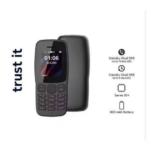 ORIGINAL Nokia 106 Mobile Phones, 1.8" Dual SIM Cards Cell Phone 800 MAh Removable Battery Cheap Durable Classic Feature Phone For Basic Communication