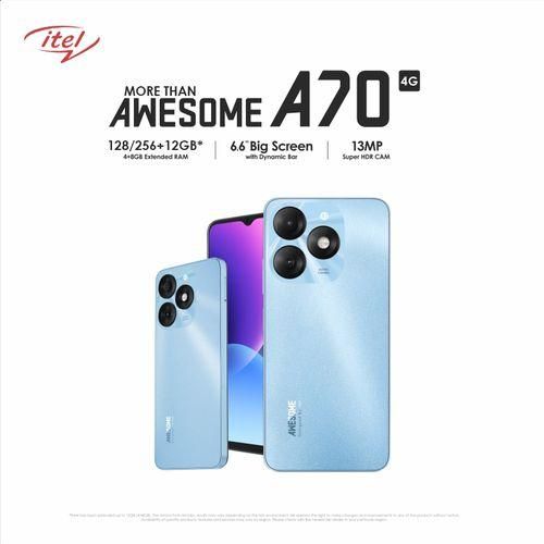 Itel A70 128GB+8(3+5)GB / 256GB+12(4+8)GB RAM 4G Network Dual SIM 13MP Camera 5000mAh 6.6-inch HD+Water Drop Full Screen Smartphone Fingerprint and Face Unlock Smart phone