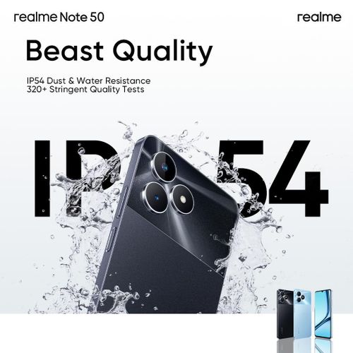 BRAND NEW REALME NOTE 50 128GB ROM + 4GB RAM 6.74"INCHES ULTRA CLEAR SCREEN IPS LCD Display Dual SIM (Nano-SIM)Dual SIM (Nano-SIM) USB TYPE C 5000 mAh Li-Po Battery IPS4 ANDROID 13 SMARTPHONE