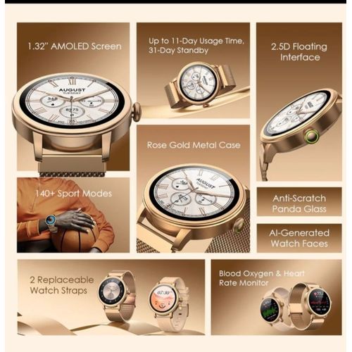 Oraimo Watch Muse OSW-831N 1.32” AMOLED IP68 smart watch that makes and receives calls  comes with 2 replaceable watch straps.can withstand power for a long time upto 7 days standby