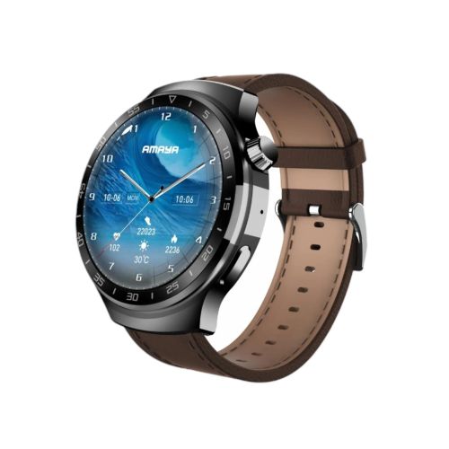 Amaya ASW-01 Smartwatch Sleek Business Style with Bluetooth Calling & Power-Saving Features - Brown