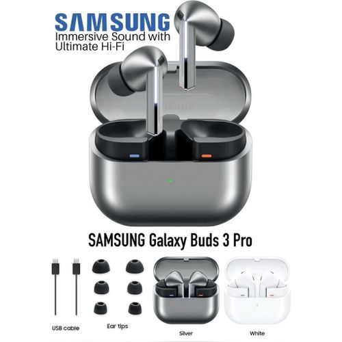 ORIGINAL Samsung Galaxy Buds 3 Pro Wireless Earbuds - Noise Cancellation, Bluetooth 5.4, Hi-Fi Audio, Long Battery Life – Compatible With Android & IOS.Can withstand power for a long period of time