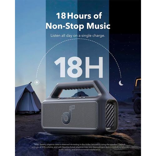 Anker Soundcore Boom 2 Speaker 80W Has a superb bass system and a better volume output. Can withstand power for a long period of time upto one week standby.