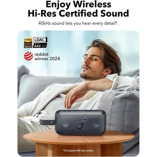 Anker Soundcore Motion 300 Wireless Hi-Res Portable Speaker -Has an incredible sound system with a superb bass and treble. can withstand power for a long period of time upto 13 hours of play