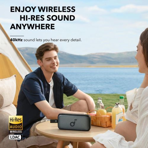 Anker Soundcore Motion 300 Wireless Hi-Res Portable Speaker -Has an incredible sound system with a superb bass and treble. can withstand power for a long period of time upto 13 hours of play