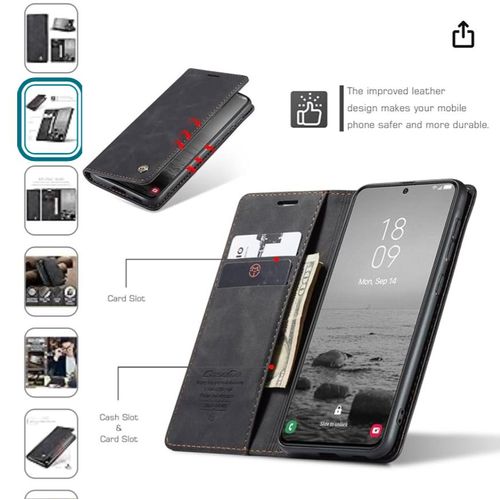 Caseme Leather Mobile Phone Case for Samsung Galaxy A55 5G, Retro Zip, Mobile Phone Case with Card Slots