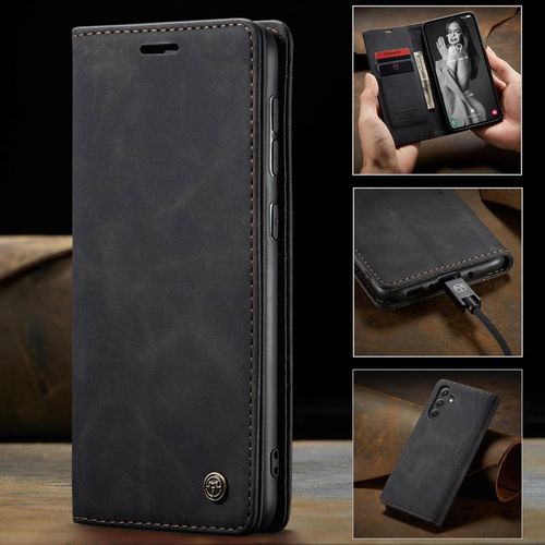 Caseme Leather Mobile Phone Case for Samsung Galaxy A55 5G, Retro Zip, Mobile Phone Case with Card Slots