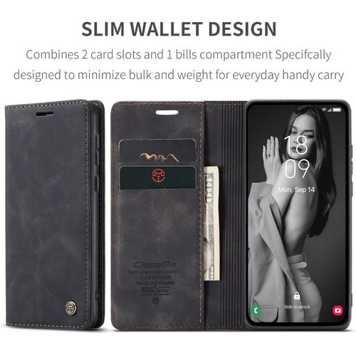 Caseme Leather Mobile Phone Case for Samsung Galaxy A55 5G, Retro Zip, Mobile Phone Case with Card Slots