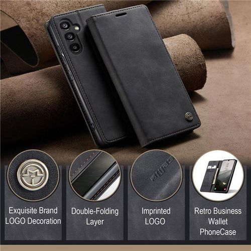 Caseme Leather Mobile Phone Case for Samsung Galaxy A55 5G, Retro Zip, Mobile Phone Case with Card Slots