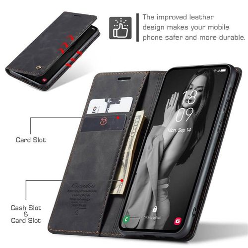 Caseme Leather Mobile Phone Case for Samsung Galaxy A55 5G, Retro Zip, Mobile Phone Case with Card Slots