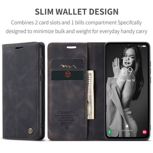 Caseme Leather Mobile Phone Case for Samsung Galaxy A55 5G, Retro Zip, Mobile Phone Case with Card Slots