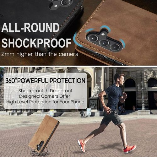 Caseme Leather Mobile Phone Case for Samsung Galaxy A55 5G, Retro Zip, Mobile Phone Case with Card Slots