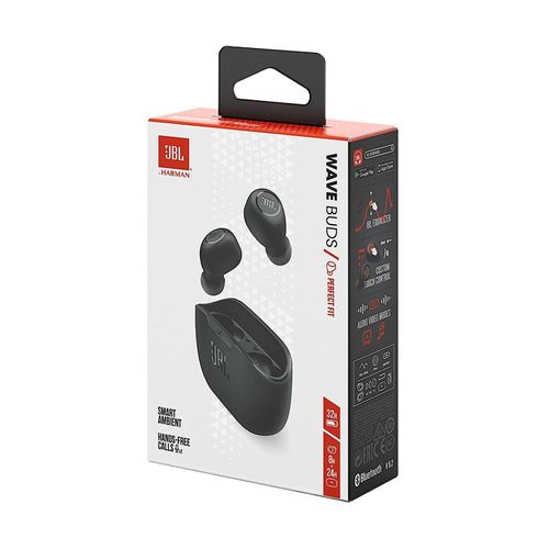 Jbl WAVE BUDS TRUE WIRELESS EARBUDS UP TO 8 HOURS OF PLAYBACK TIME,PASSIVE NOISE-ISOLATING DESIGN,WATER AND DUST RRESISTANT